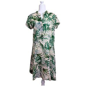 Christina Vergani Womens Tropical Short-Sleeve Dress Italy Green White Size L